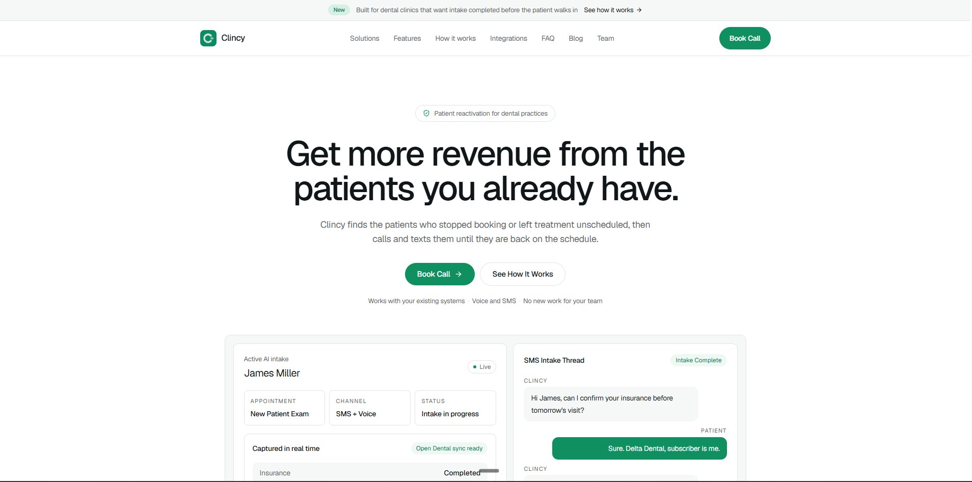 The heyclincy.com homepage: Get more revenue from the patients you already have.