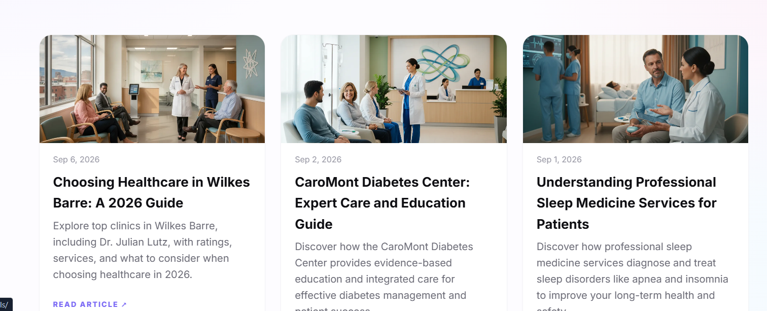 Three recent ClinicsList blog articles with publish dates