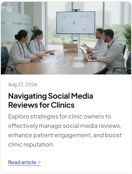 Blog article card: Navigating Social Media Reviews for Clinics